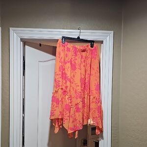 Vibrant Asymmetrical Floral Skirt